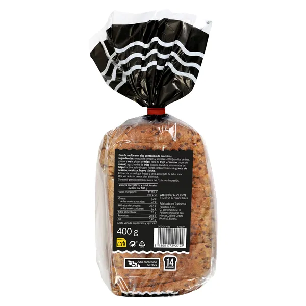 Pan de molde alto en proteínas El Molino de Dia 400 g 4