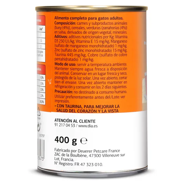 Alimento para gatos bocaditos con buey y verduras Dia Deligato 400 g 3