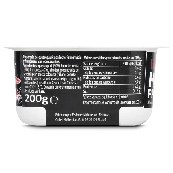 Preparado de queso quark con frambuesa alto en proteínas Dia Láctea tarrina 200 g 3