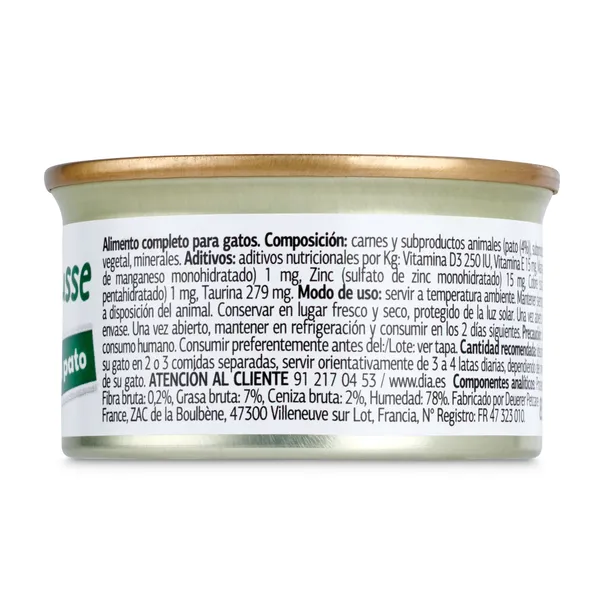 Mousse para gatos con pato Deligato de Dia lata 85 g 3