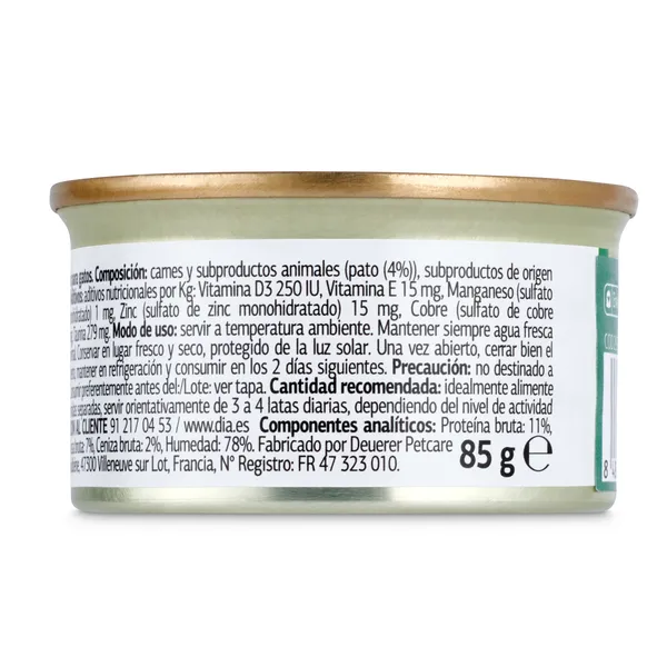 Mousse para gatos con pato Deligato de Dia lata 85 g 4