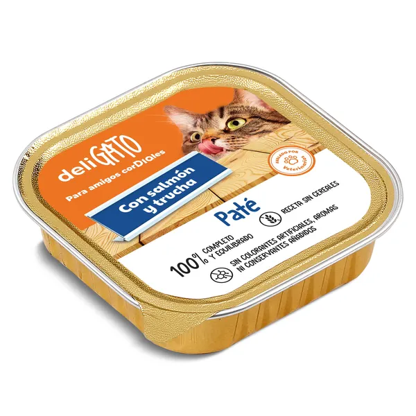 Paté para gato con salmón y trucha Dia Deligato 100 g 3