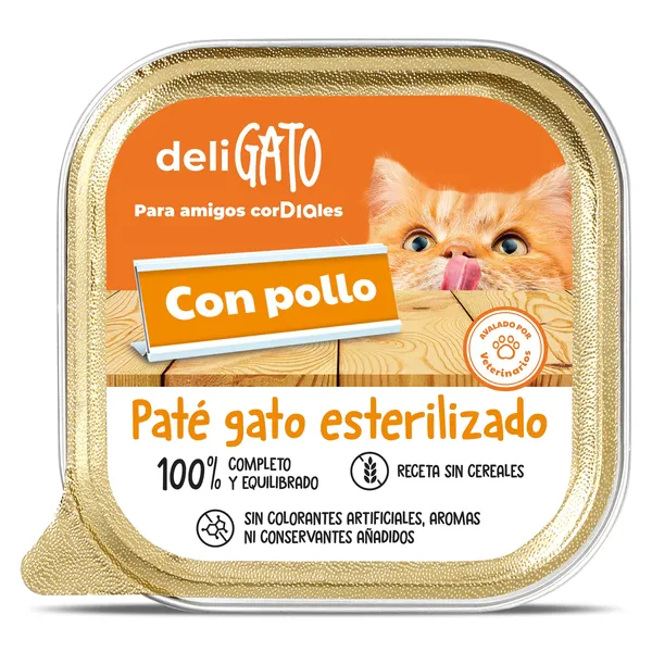 Paté para gato esterilizado con pollo Deligato de Dia tarrina 100 g 2
