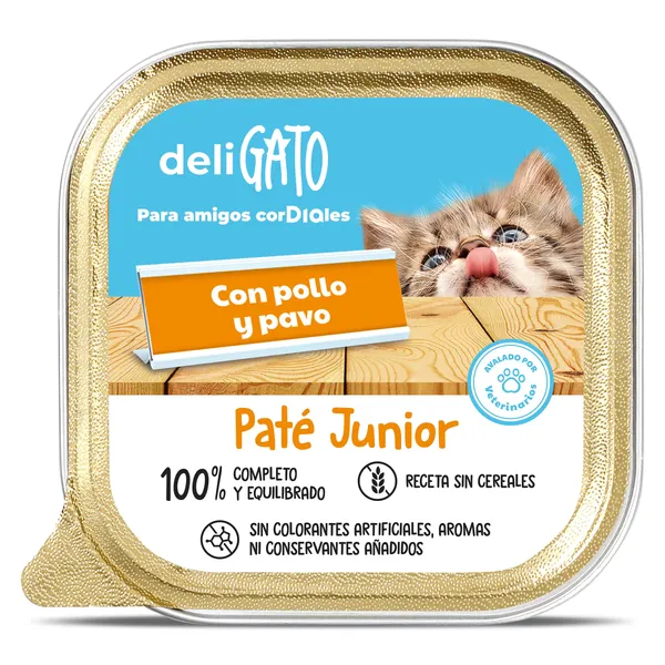 Paté para gato junior con pollo y pavo Deligato de Dia tarrina 100 g 2