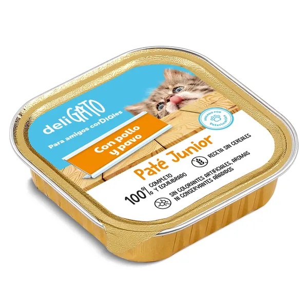 Paté para gato junior con pollo y pavo Deligato de Dia tarrina 100 g 3