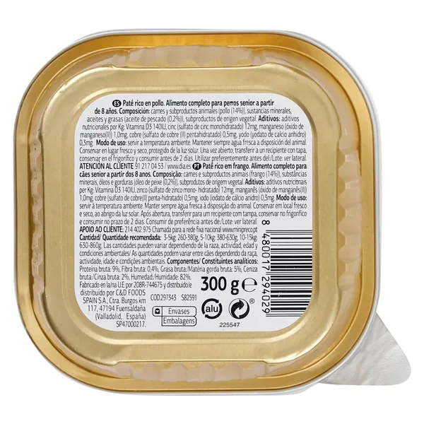 Paté para perros senior con pollo Dia Deliperro 300 g 4