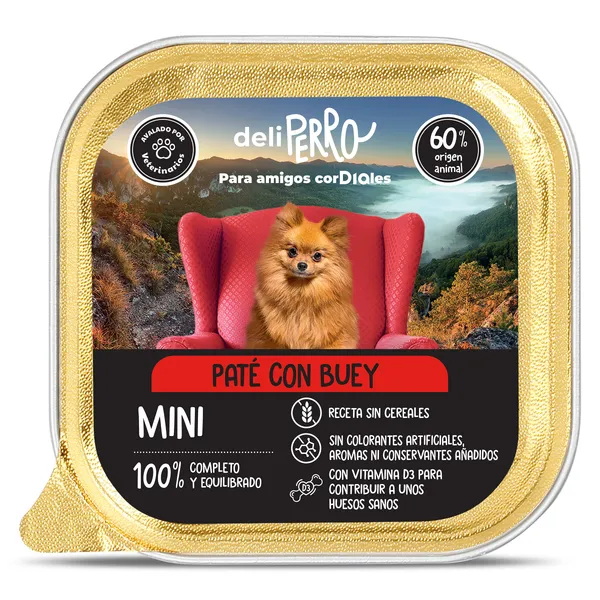 Paté para perros mini con buey Dia Deliperro 150 g 2