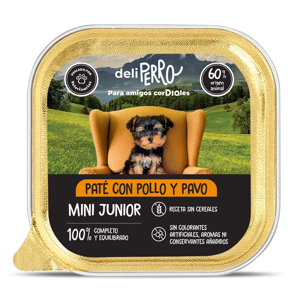 Paté para perros mini junior con pollo y pavo Deliperro de Dia tarrina 150 g 2