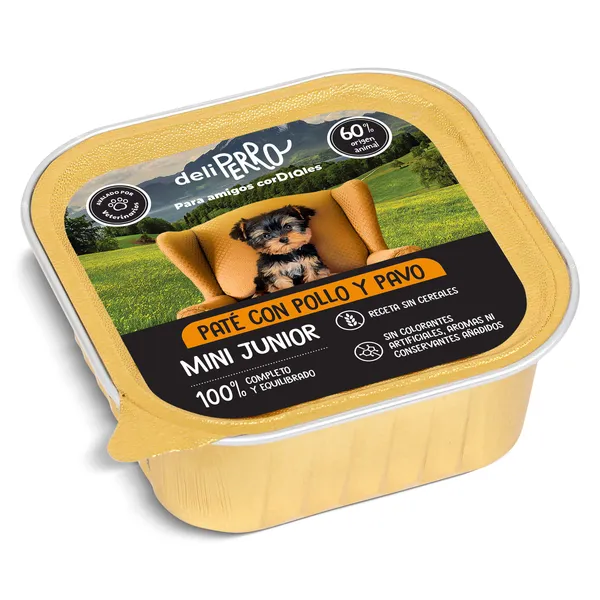 Paté para perros mini junior con pollo y pavo Deliperro de Dia tarrina 150 g 3