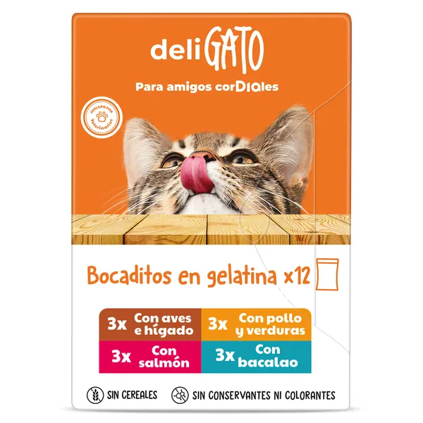 Alimento para gatos bocaditos en gelatina Dia Deligato pack 12 x 100 g 2