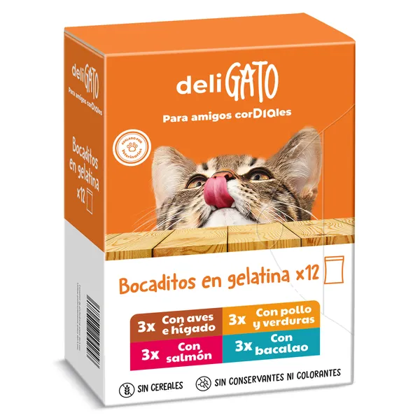 Alimento para gatos bocaditos en gelatina Dia Deligato pack 12 x 100 g 3