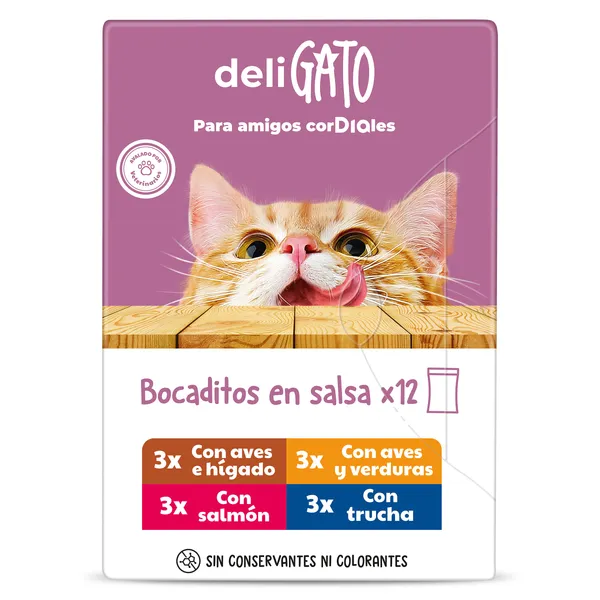 Alimento para gato bocaditos en salsa Dia Deligato pack 12 x 100 g 2