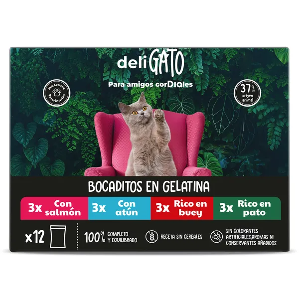 Alimento para gatos bocaditos en gelatina Dia Deligato 12 x 100 g 2
