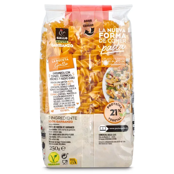 Hélices 100% de garbanzo Gallo 250 g 2