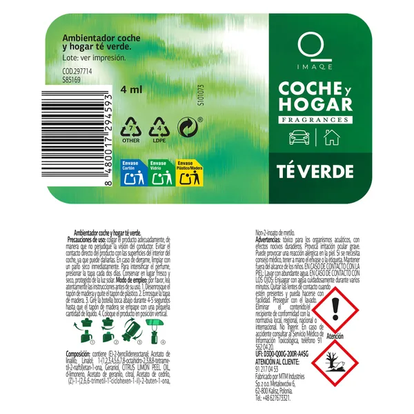 Ambientador para coche y hogar té verde Dia Imaqe 4 ml 3