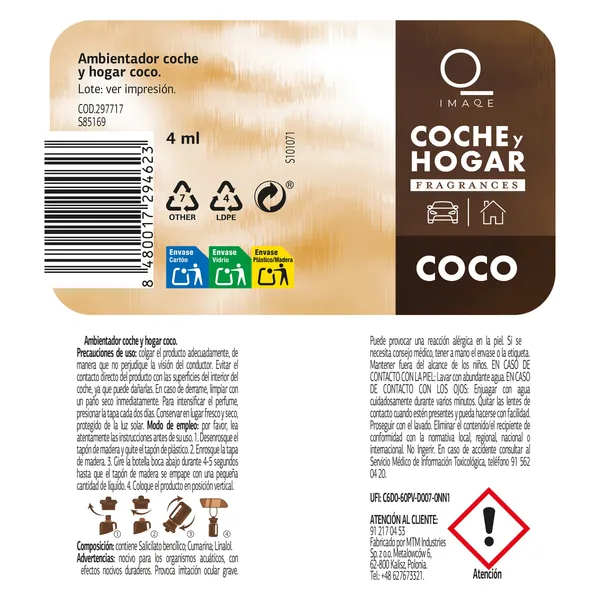 Ambientador para coche y hogar coco Dia Imaqe 4 ml 3
