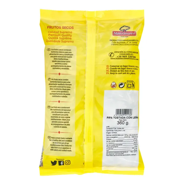 Pipas tostadas con leña Manzanares bolsa 360 g 2