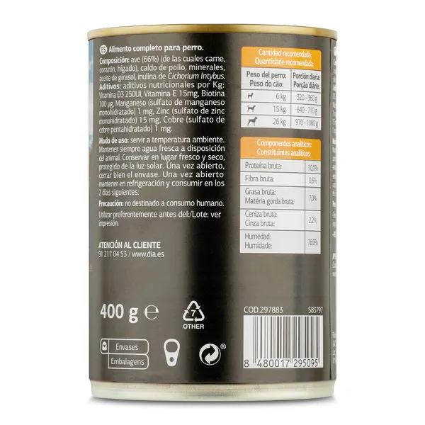 Alimento para perros paté de ave Dia Deliperro 400 g 3