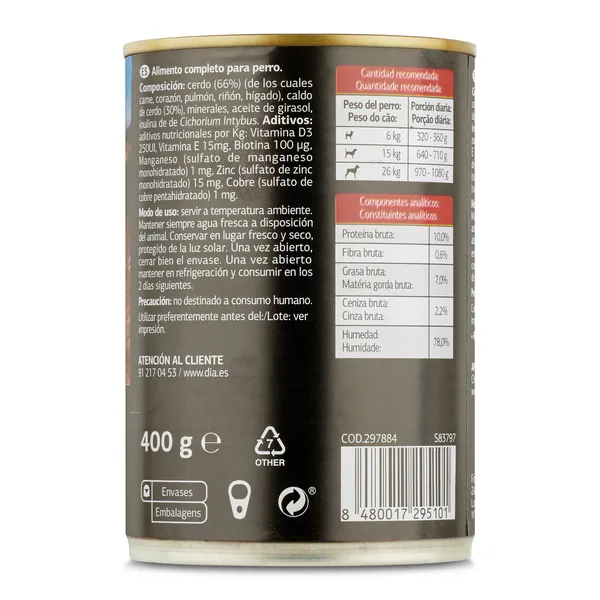 Alimento para perros paté de cerdo Dia Deliperro 400 g 3