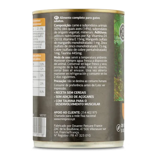 Alimento para gatos paté con pollo  Deligato de Dia lata 400 g 4