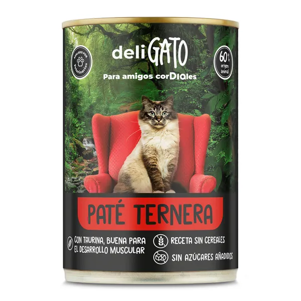 Alimento para gatos paté de ternera Deligato de Dia lata 400 g 2