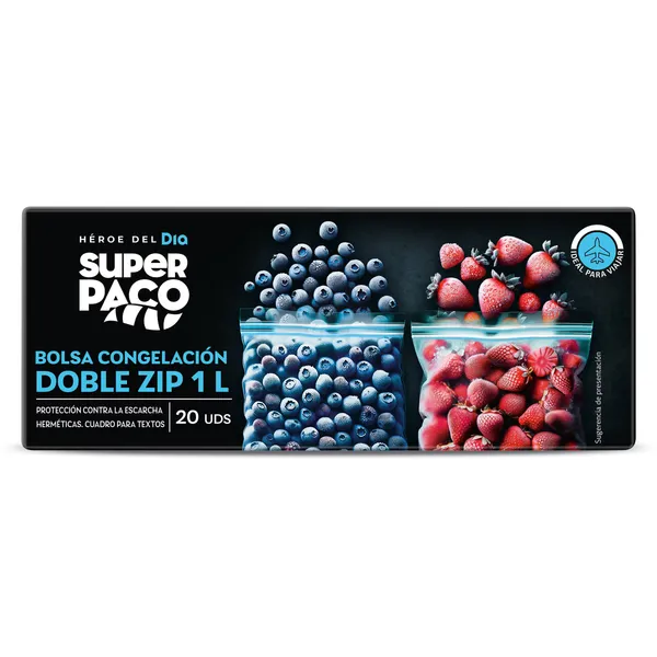 Bolsas de congelación doble zip 1 litro Dia Super Paco 20 unidades 2