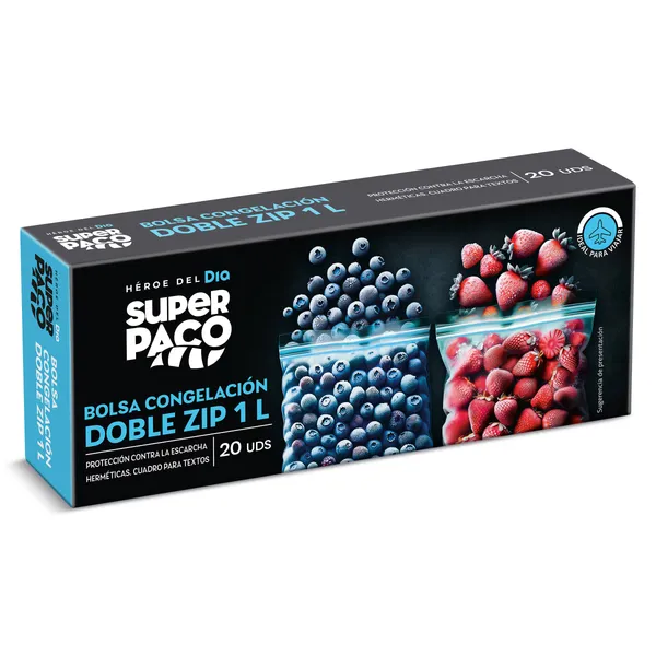 Bolsas de congelación doble zip 1 litro Dia Super Paco 20 unidades 3