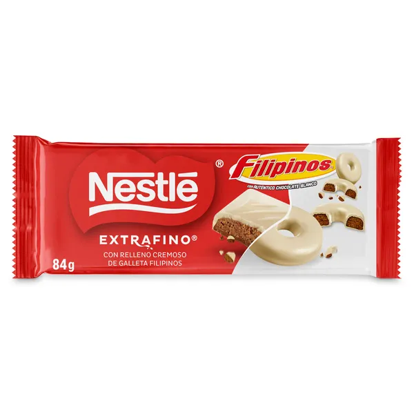 Chocolate blanco con relleno de galleta filipinos Nestlé Extrafino 84 g