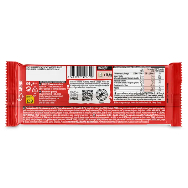 Chocolate blanco con relleno de galleta filipinos Nestlé Extrafino 84 g 2