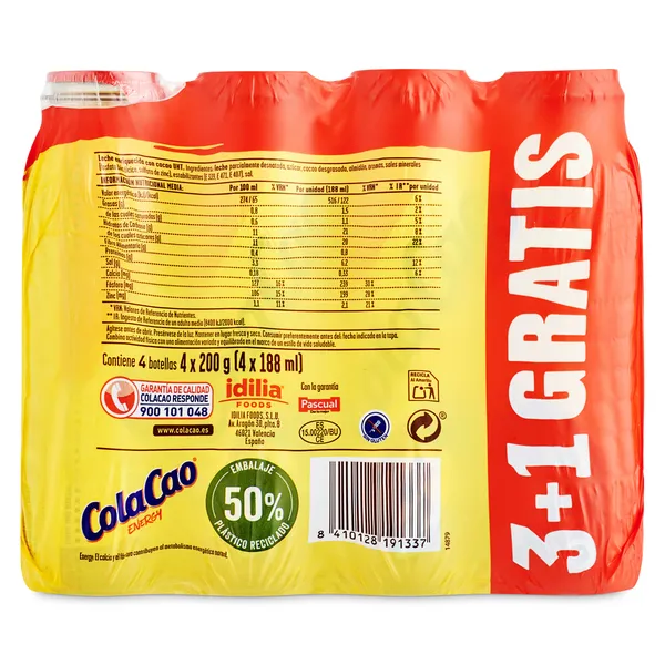 Batido energy ColaCao pack 3 + 1 x 188 ml 3