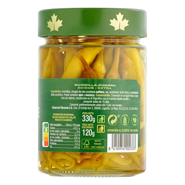 Piparras Rioverde frasco 120 g 2
