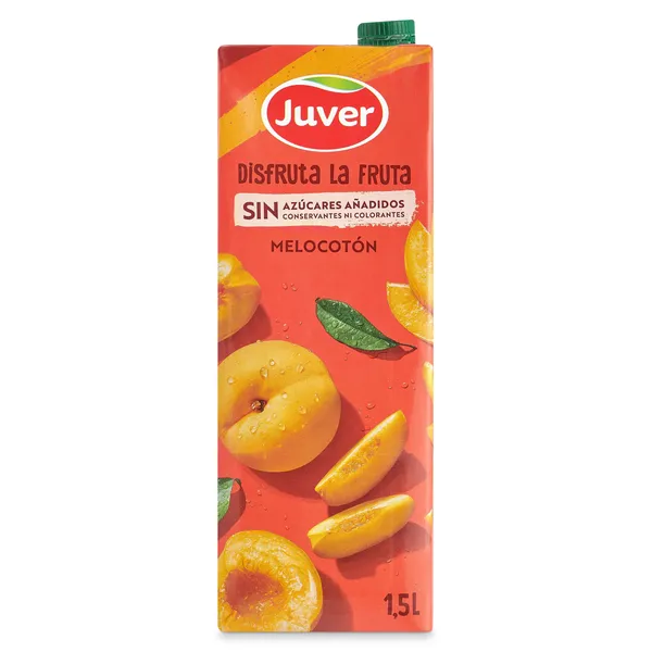 Bebida de zumo de melocotón sin azúcares añadidos Juver Disfruta brik 1.5 L 2