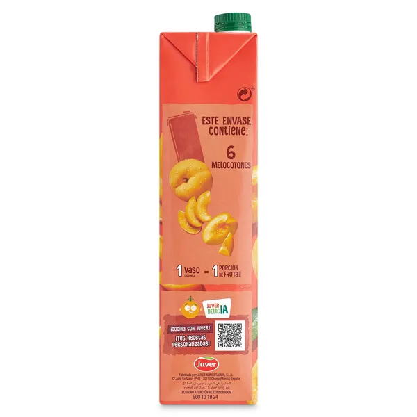 Bebida de zumo de melocotón sin azúcares añadidos Juver Disfruta brik 1.5 L 4