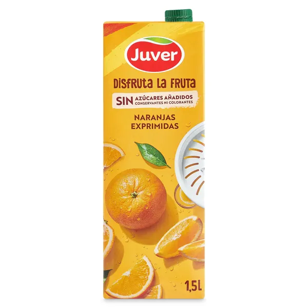Bebida de zumo de naranja sin azúcares añadidos Juver Disfruta brik 1.5 L 2
