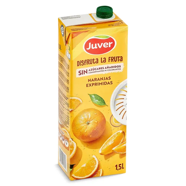 Bebida de zumo de naranja sin azúcares añadidos Juver Disfruta brik 1.5 L