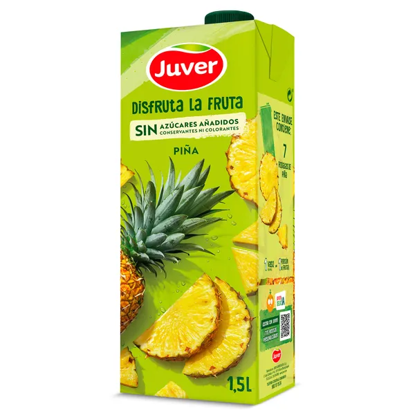 Bebida de zumo de piña sin azúcares añadidos Juver Disfruta brik 1.5 L
