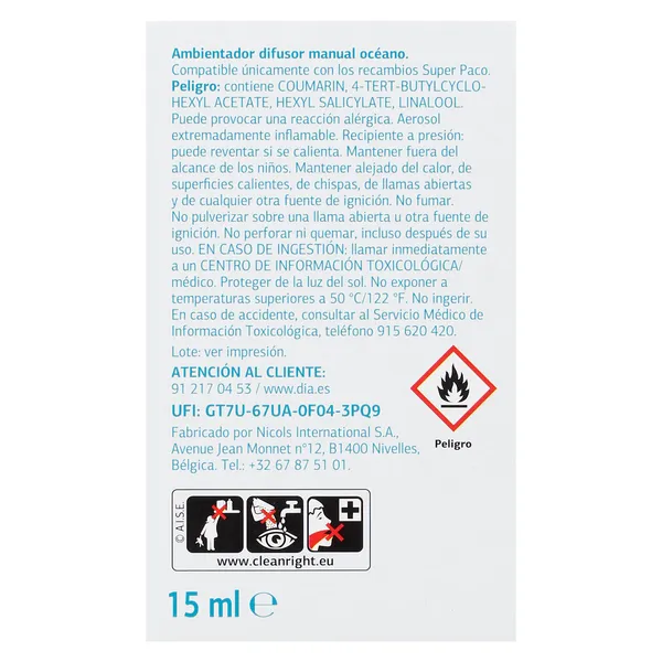 Difusor ambientador manual con recambio océano Dia Super Paco 1 unidad 4