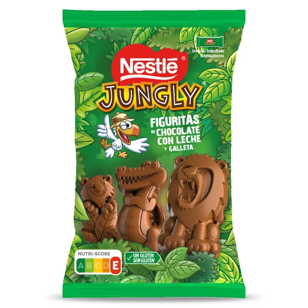 Figuritas de chocolate con leche y galleta Nestlé Jungly bolsa 124 g