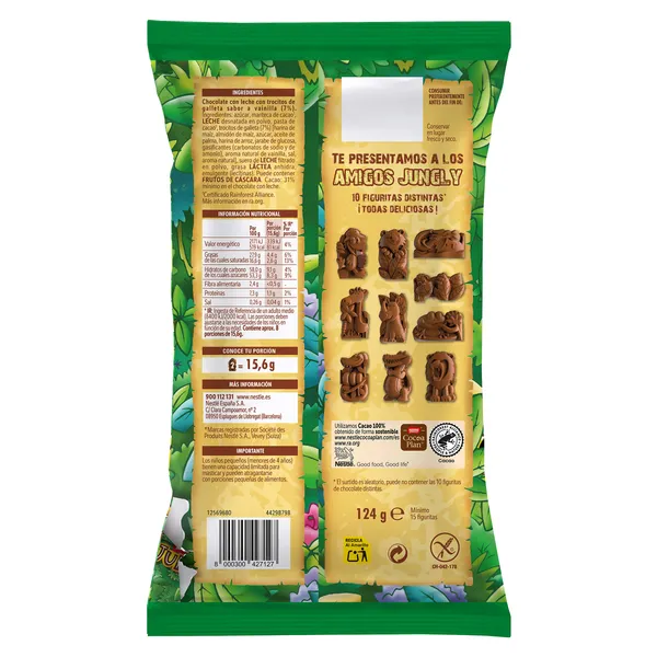 Figuritas de chocolate con leche y galleta Nestlé Jungly bolsa 124 g 2
