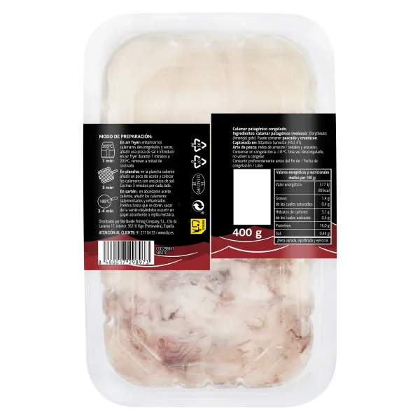 Calamar entero limpio patagónico Mari Marinera de Dia bandeja 400 g 3