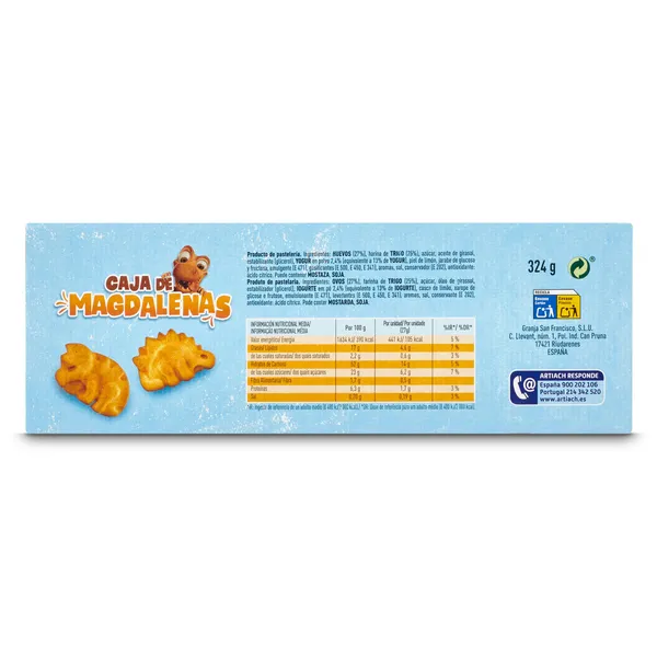 Magdalenas Artiach Dinosaurus caja 324 g 3