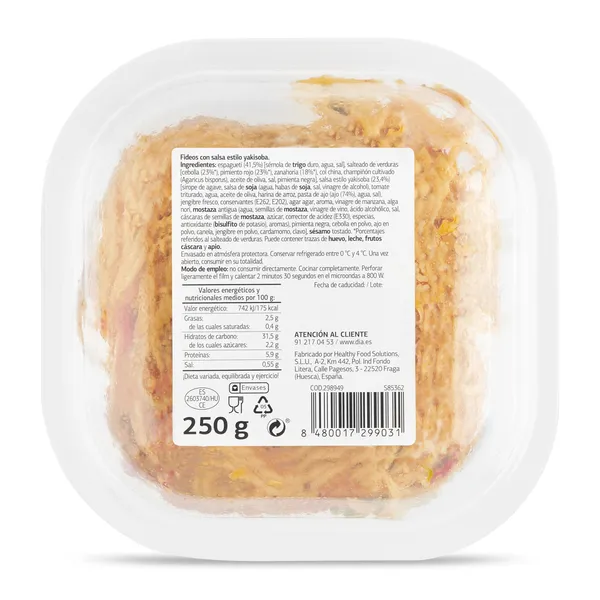 Fideos yakisoba  Al Punto Dia bandeja 250 g 2