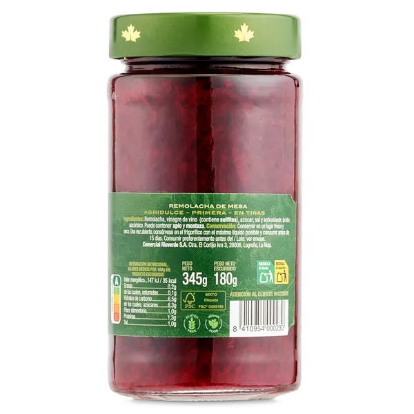 Remolacha en tiras Rioverde frasco 180 g 2