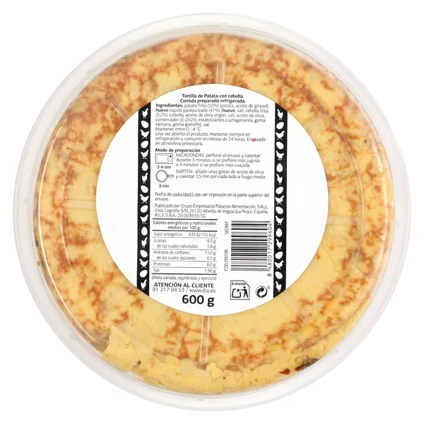 Tortilla de patata fresca Al Punto Dia bandeja 600 g 2