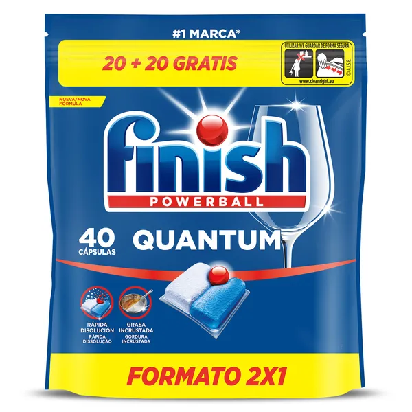 Pastillas lavavajillas quantum Finish 40 unidades 2