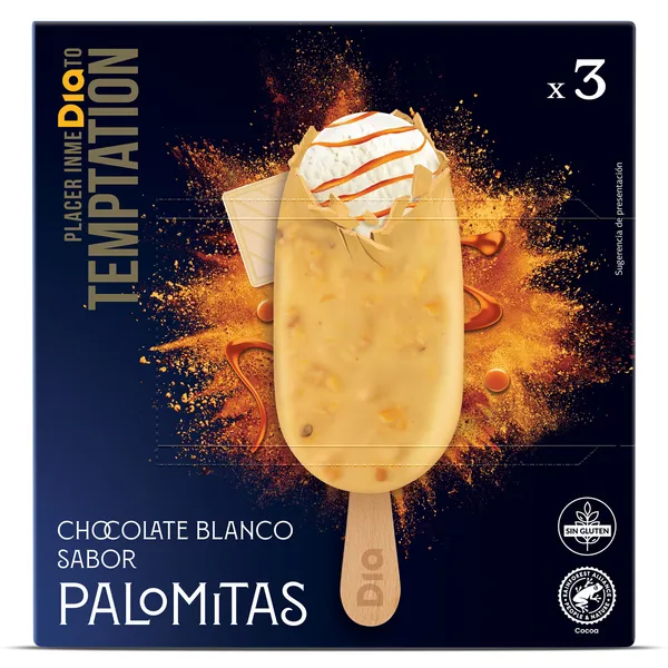 Helado bombón palomitas 3 unidades Dia Temptation 195 g 2