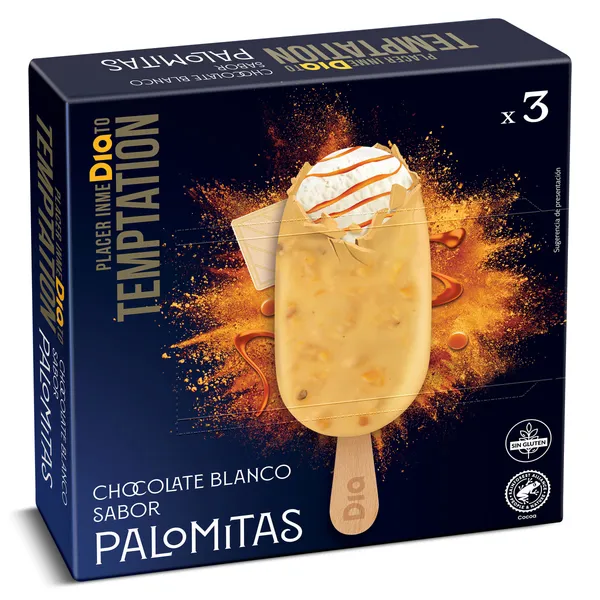 Helado bombón palomitas 3 unidades Dia Temptation 195 g 3