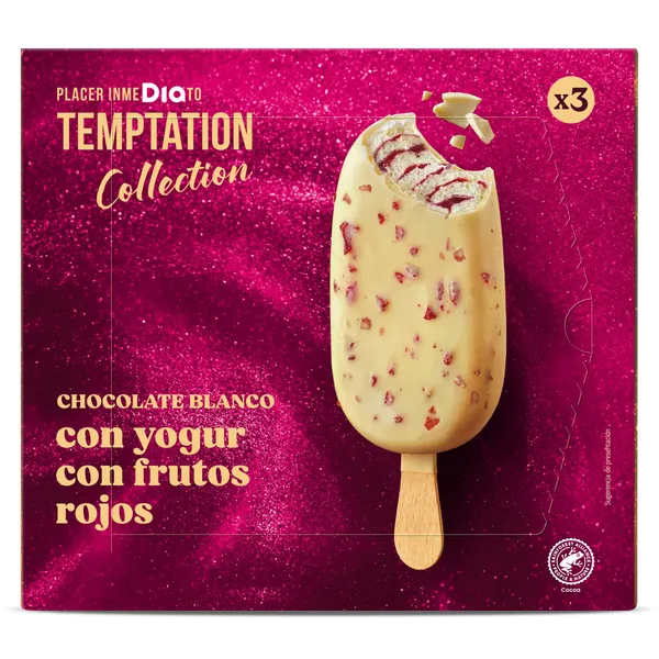 Helado bombón yogur y frutos rojos Dia Temptation 3 x 66 g 2