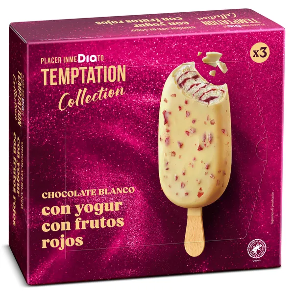 Helado bombón yogur y frutos rojos Dia Temptation 3 x 66 g 3