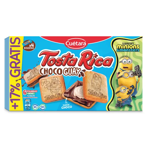 Galletas rellenas de chocolate y crema choco guay Cuétara Tostarica 144 g + 17% gratis 2